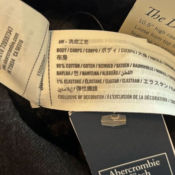 NWT Abercrombie & Fitch the dad high rise black jeans with cross over fly - Picture 8 of 9